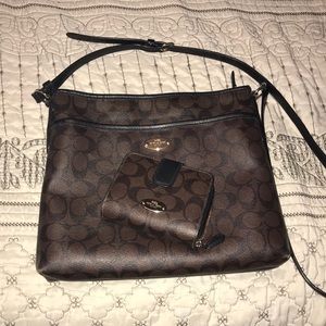 Coach Monogram Crossbody Bag Matching Wallet
